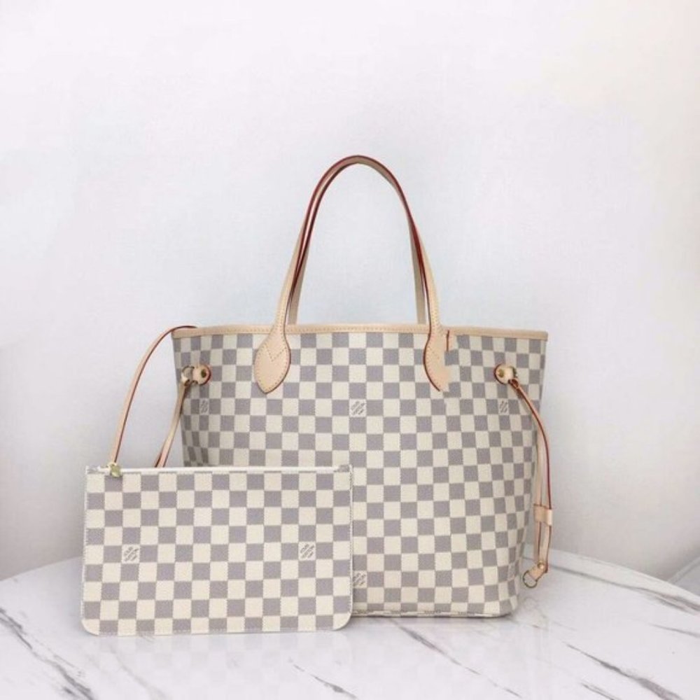 💖LOUIS VUITTON💖Neverfull M41361 Large Grid Shoulder Bag Handbag in Grey